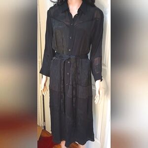 Desigual NWT Black Indian Multi patterned Boho Shirt Dress with Belt Size 44